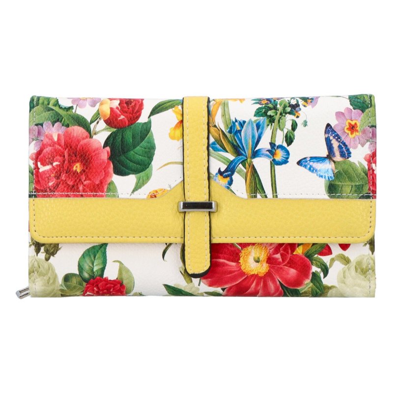 Květinová dámská koženková peněženka Nardy, žlutá