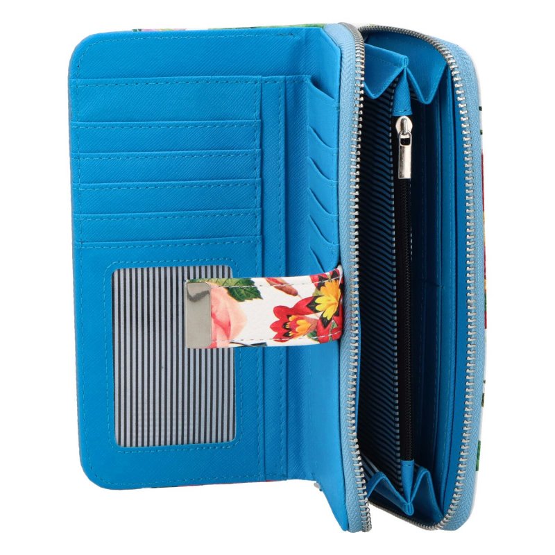 Módní dámská koženková peněženka Bellisa, modrá/bílá