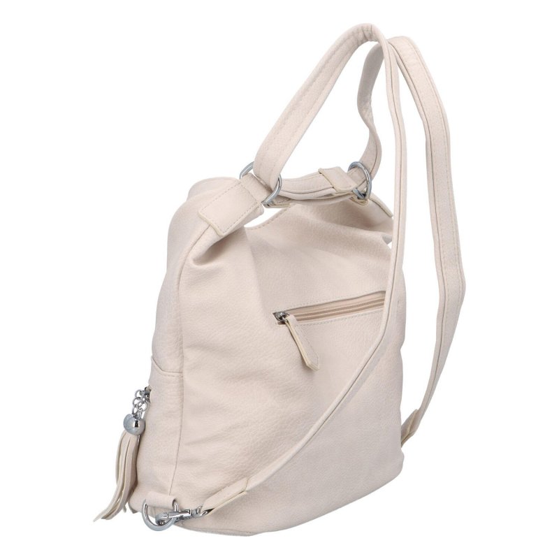 Velká a praktická dámská koženková taška/batoh Nardy, béžová