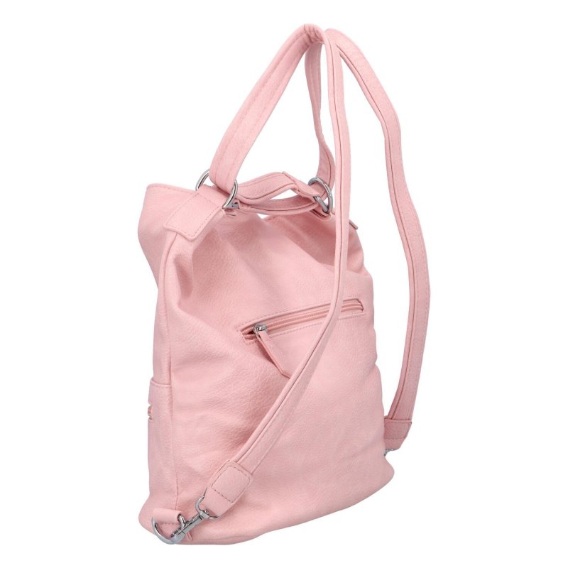 Velká a praktická dámská koženková taška/batoh Nardy, růžová