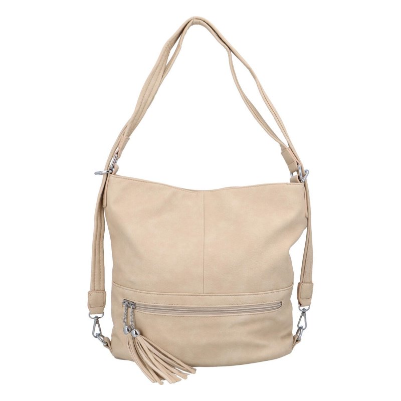 Velká a praktická dámská koženková taška/batoh Nardy, písková