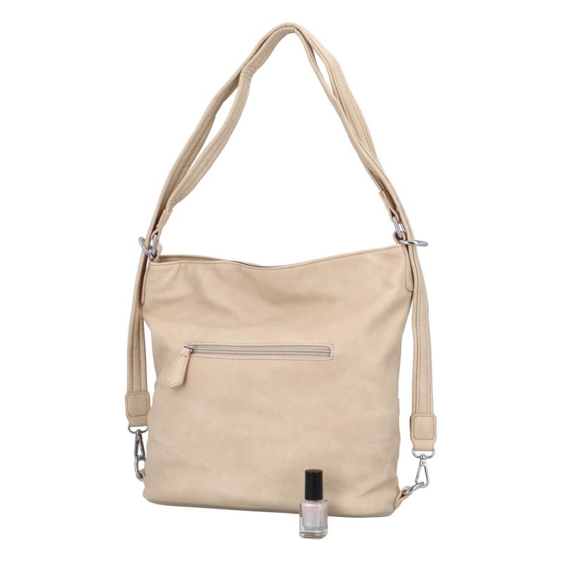 Velká a praktická dámská koženková taška/batoh Nardy, písková