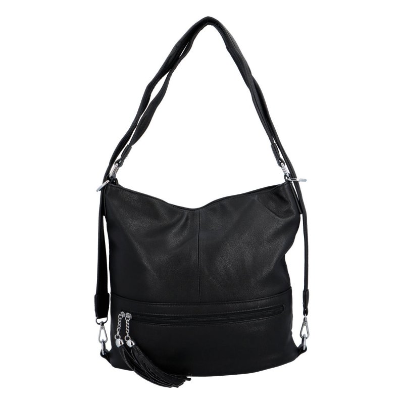 Velká a praktická dámská koženková taška/batoh Nardy, černá