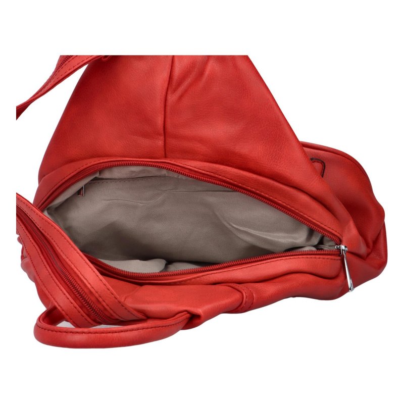 Módní dámský koženkový batůžek na jedno rameno Ankera, červená