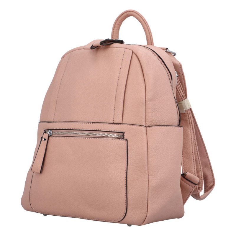 Příjemný dámský koženkový batůžek/kabelka Amurath, růžová