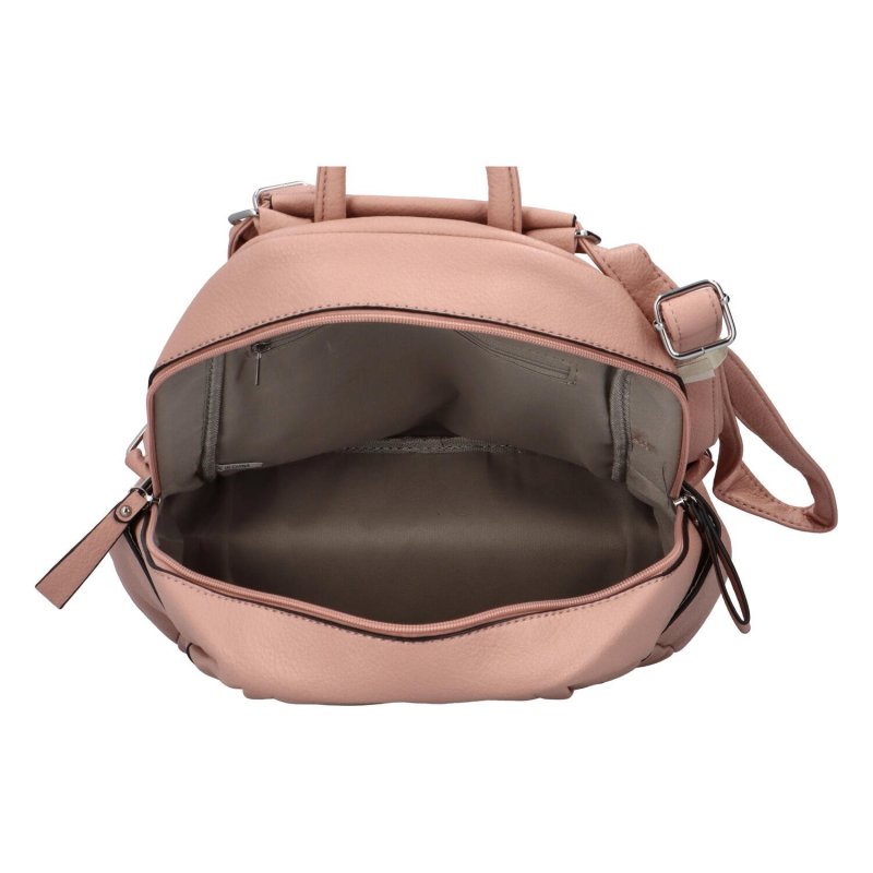Příjemný dámský koženkový batůžek/kabelka Amurath, růžová