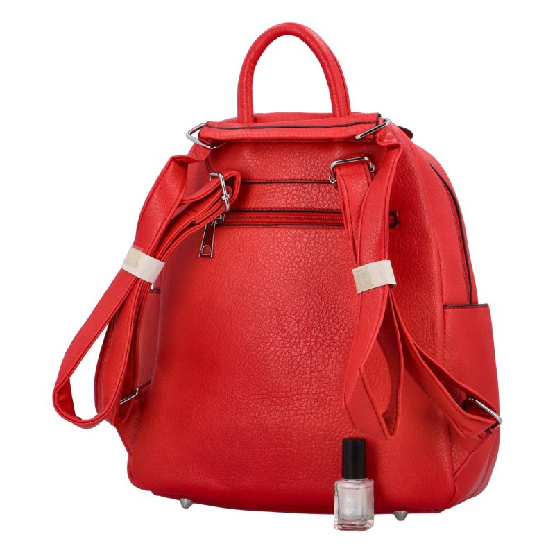 Příjemný dámský koženkový batůžek/kabelka Amurath, červená