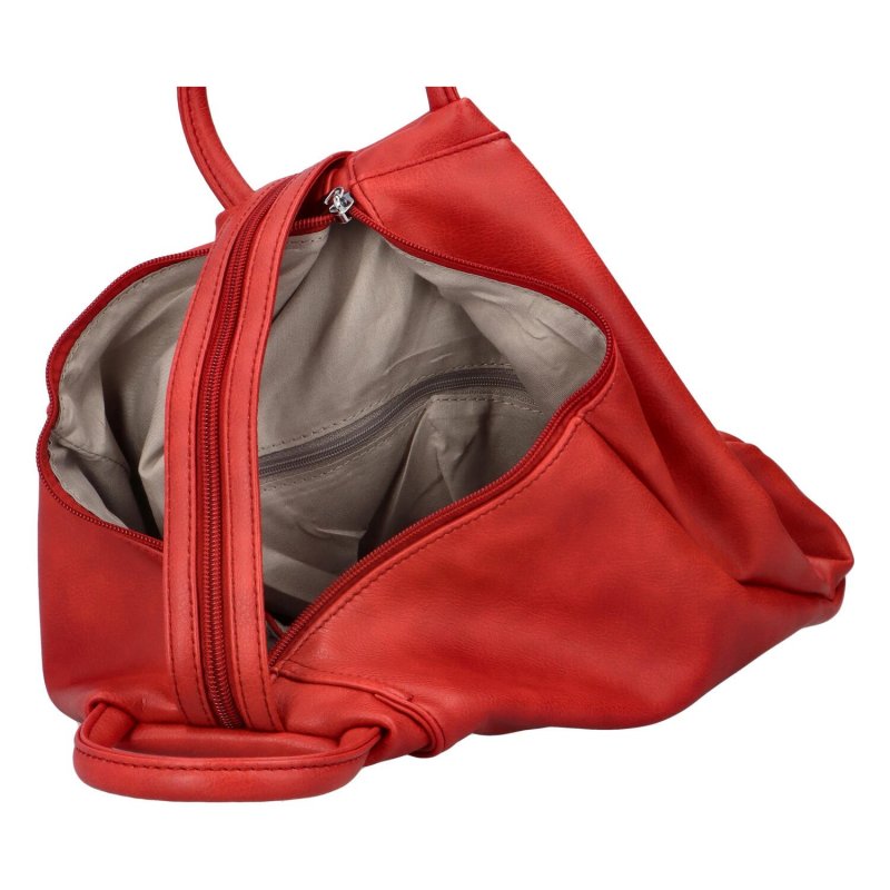 Stylový dámský koženkový batůžek na jedno rameno Librentina, červená