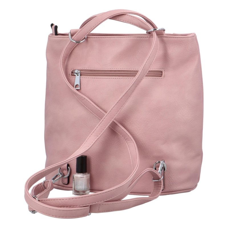 Dámská koženková kabelko/batůžek Silver,  růžová