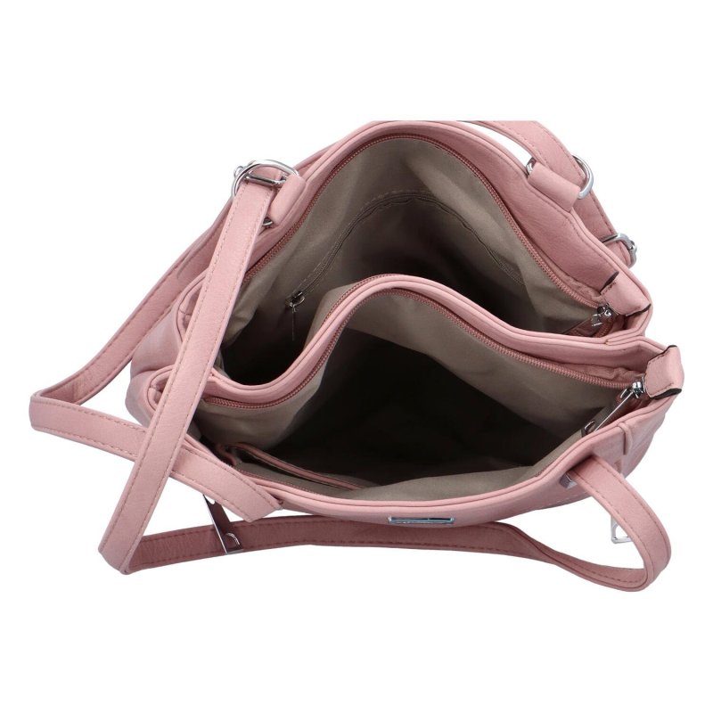 Dámská koženková kabelko/batůžek Silver,  růžová