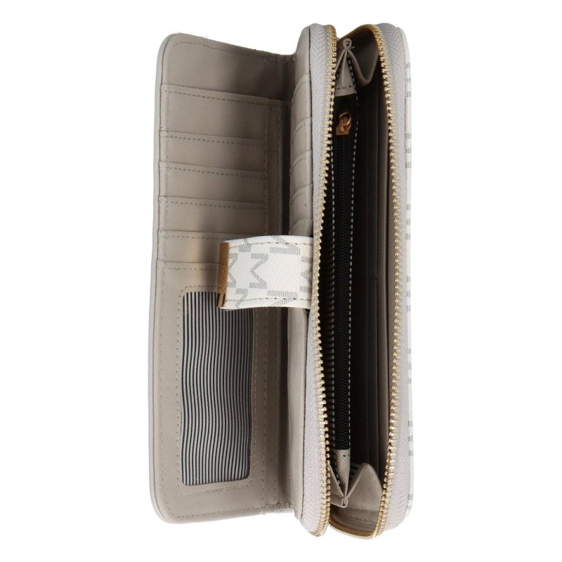 Módní dámská koženková pouzdrová peněženka Kairo, krémová/šedá