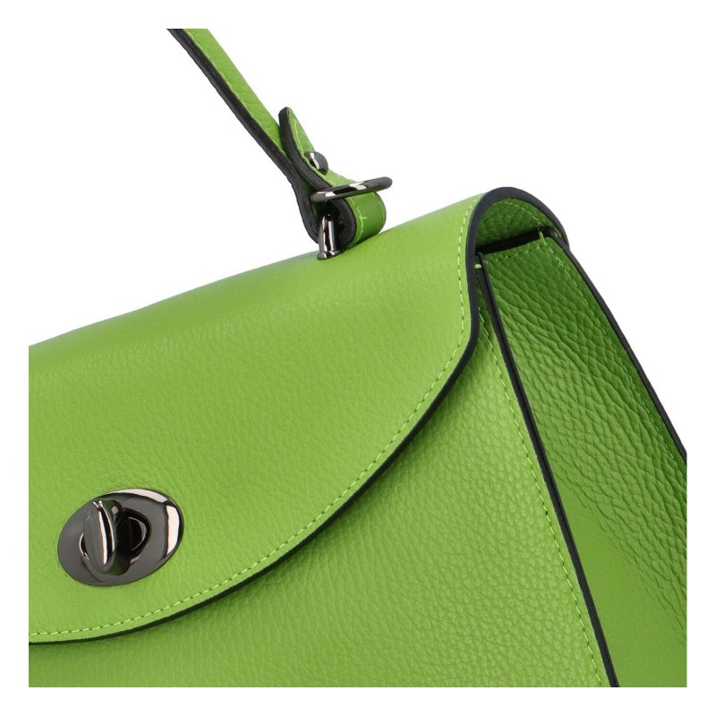 Kožená dámská kufříková kabelka do ruky se zajímavou klopou Karsit, zelená