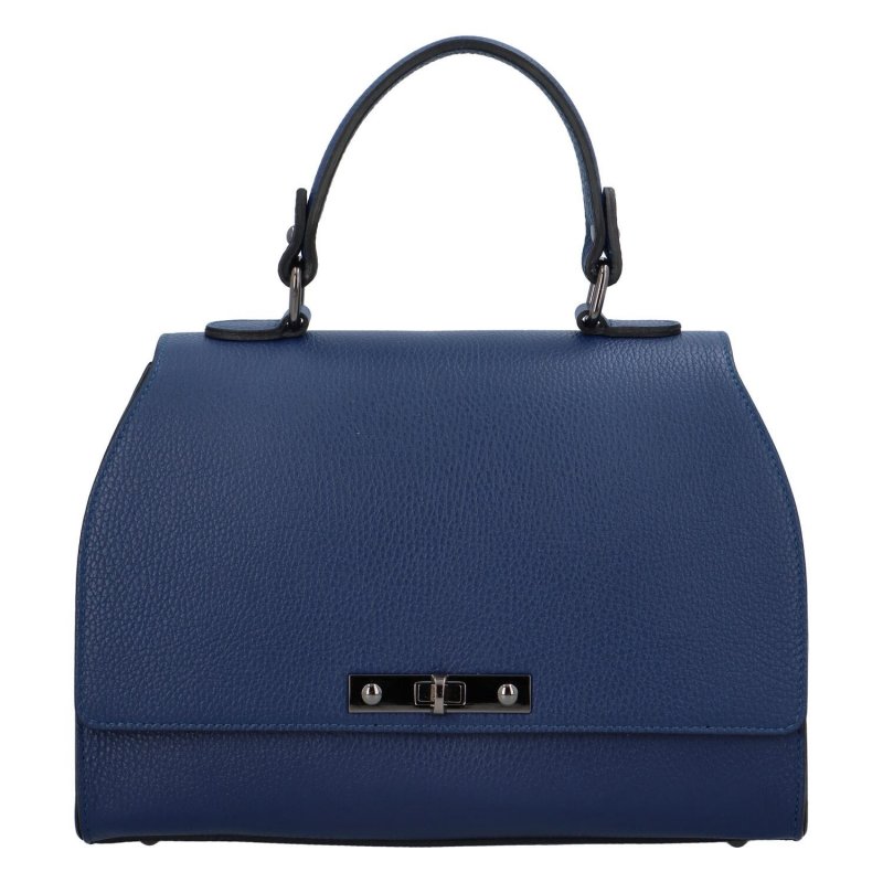 Kožená dámská kufříková kabelka do ruky Byrald, tmavě modrá
