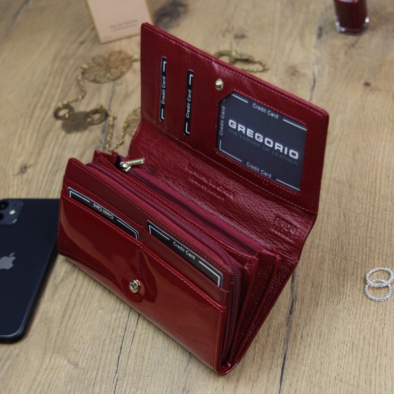 Elegantní dámská kožená peněženka Druk, červená