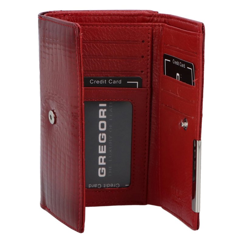 Dámská kožená peněženka v lakovaném provedení Fráze, červená
