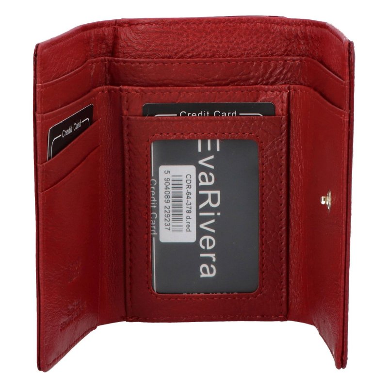 Dámská kožená lakovaná peněženka v croco provedení Kid, červená