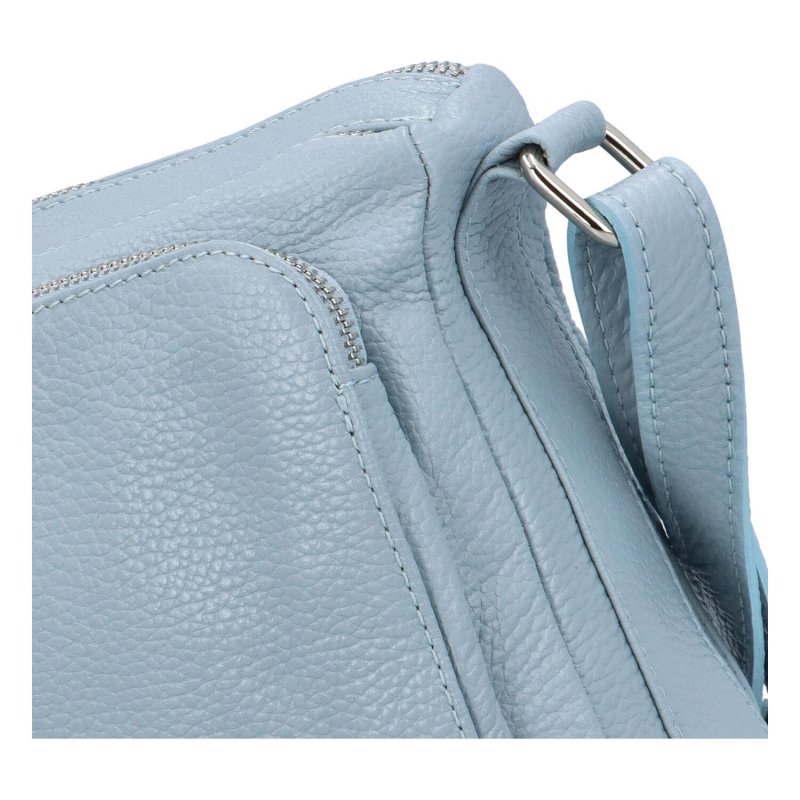 Praktická dámská kožená crossbody kabelka Robert, světle modrá