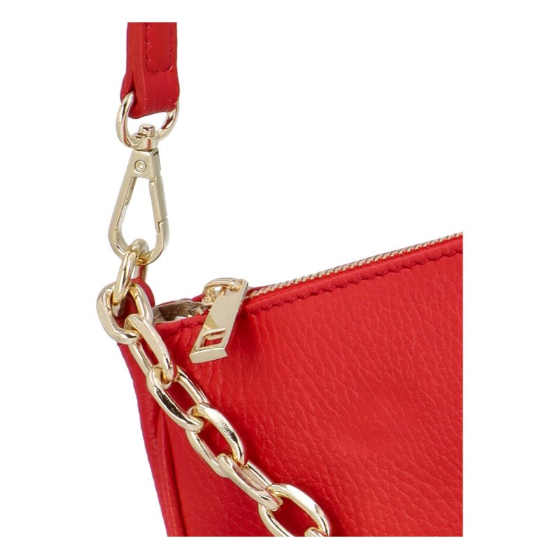 Menší dámská kožená kabelka ve tvaru baguette Diva, červená
