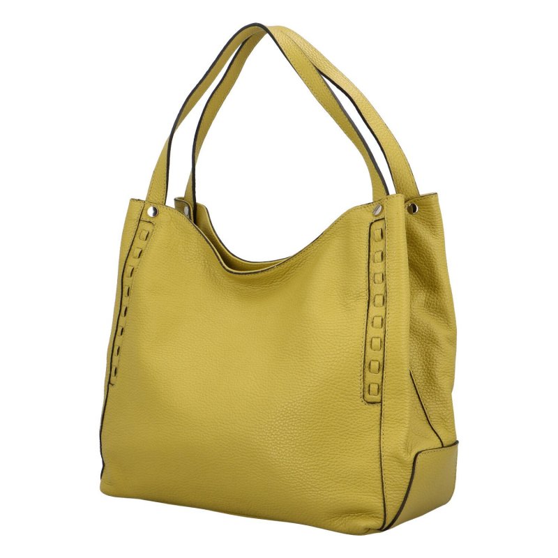 Praktická dámská kožená kabelka Cowgril, žluto/zelená