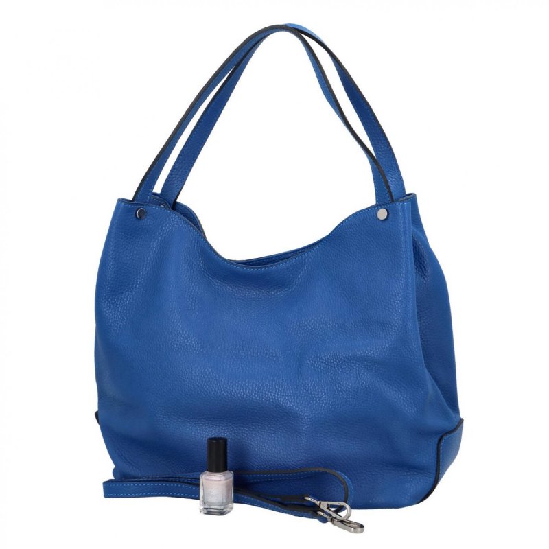 Praktická dámská kožená kabelka Cowgril, výrazná modrá