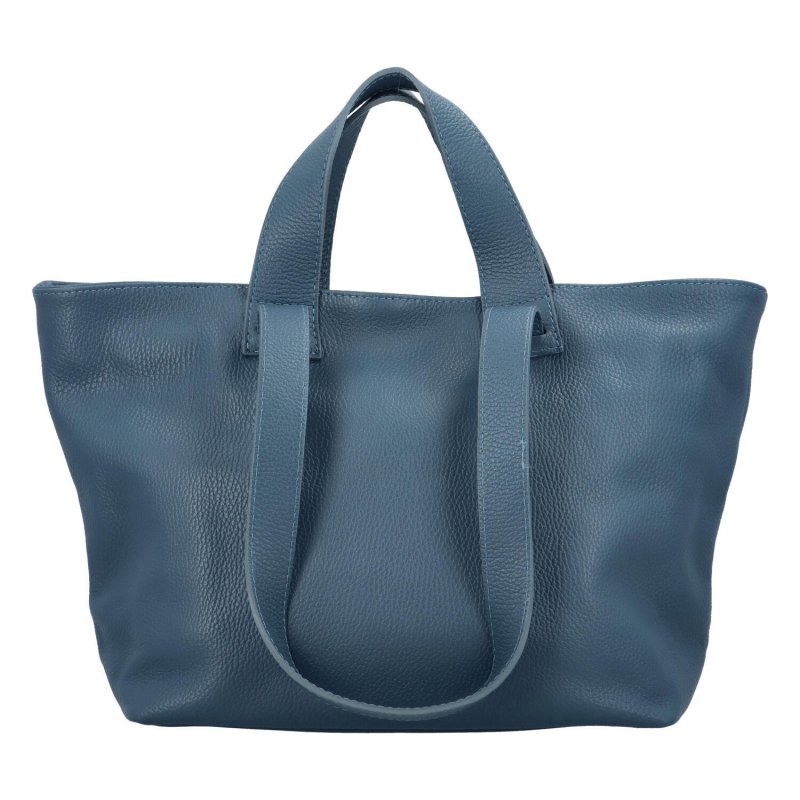 Velká a prostorná dámská kožená taška Sára, modrozelená