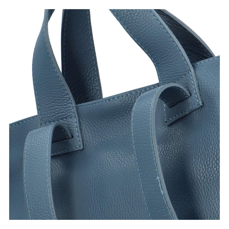 Velká a prostorná dámská kožená taška Sára, modrozelená