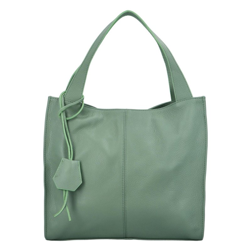 Prostorná kožená kabelka Lea, zelená