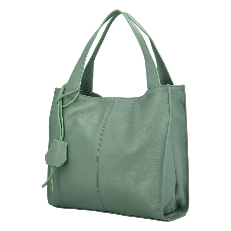 Prostorná kožená kabelka Lea, zelená