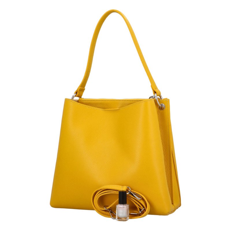 Jedinečná dámská kožená kabelka Vapeta, žlutá