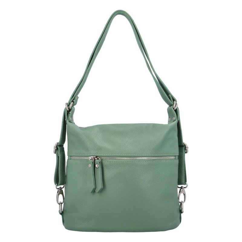 Módní dámská kožená kabelka batoh Emma, světlé zelená