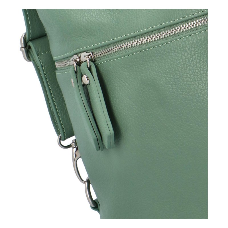 Módní dámská kožená kabelka batoh Emma, světlé zelená