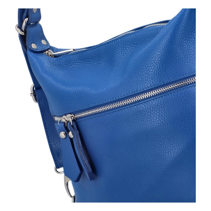 Módní dámská kožená kabelka batoh Emma, světlá modrá