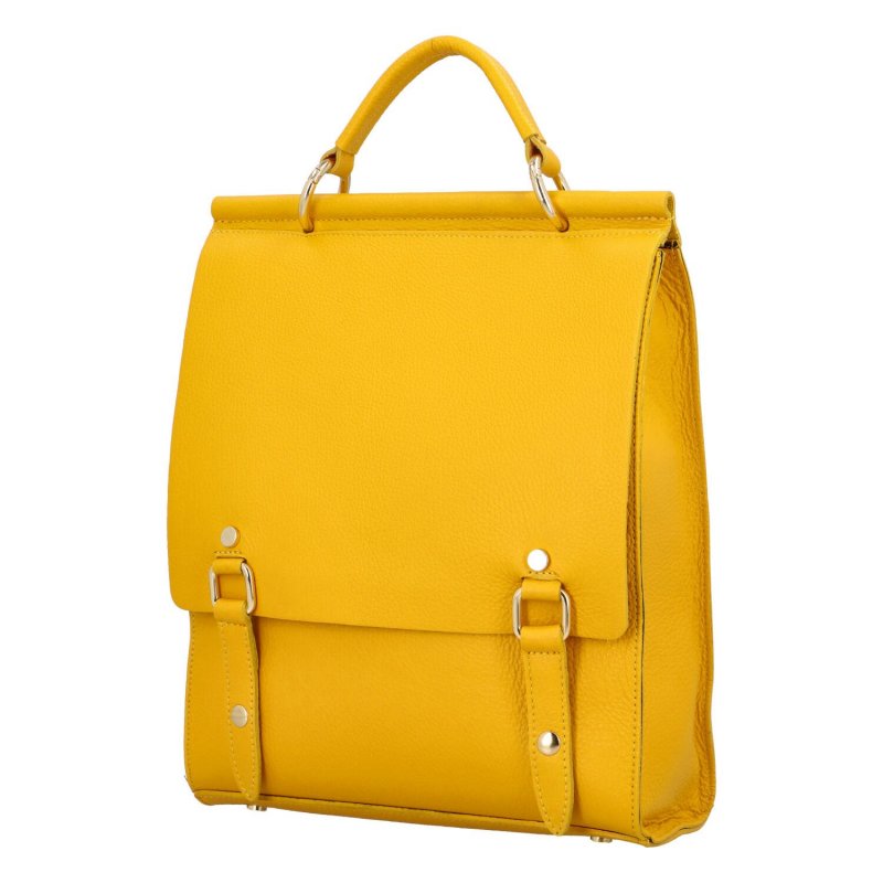 Módní dámský kožený batoh/kabelka Citin, žlutá