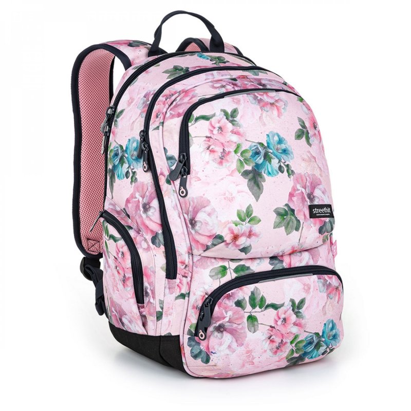 Růžový školní batoh s květinami Topgal ROTH