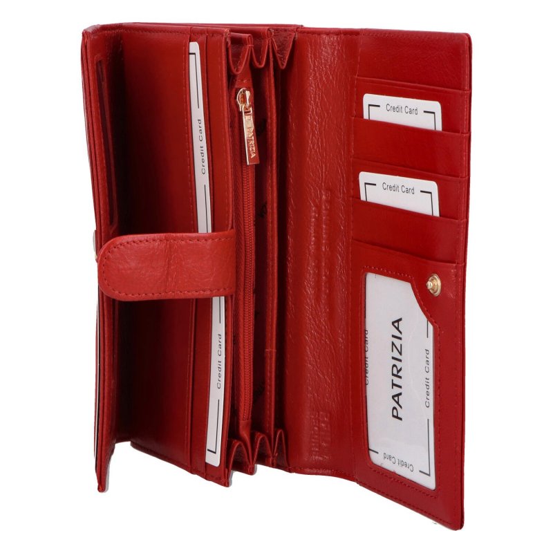 Praktická dámská kožená peněženka s velkou přihrádkou na karty Sheron, hladká červená