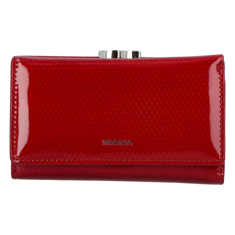 Menší luxusní dámská kožená peněženka Monty, červená lak hladká
