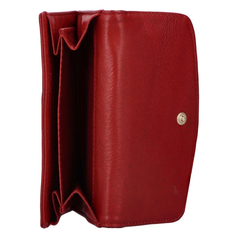 Praktická dámská kožená peněženka s velkou kapsou na drobné Kartis, červená