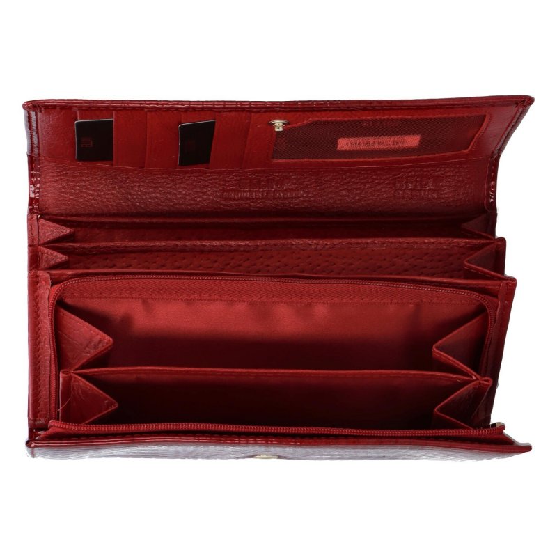 Velká dámská kožená peněženka v lakovaném provedení Manon, červená