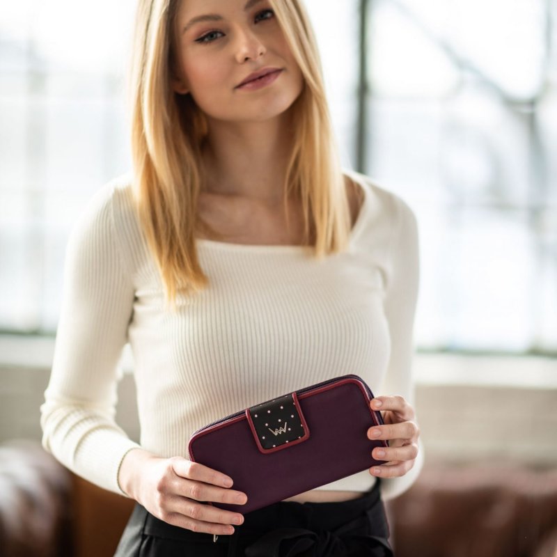 Osobitá dámská koženková peněženka VUCH Carey, fialová