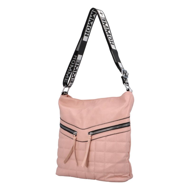 Dámská koženková crossbody taška s výrazným prošíváním  Accor, růžová