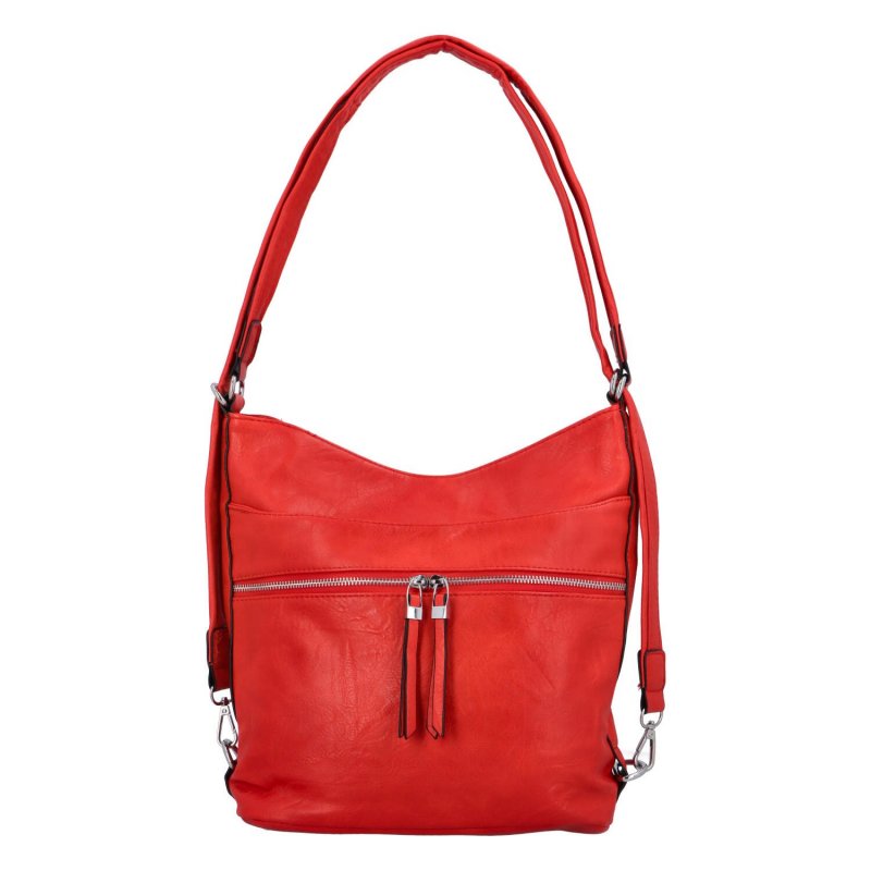 Praktický koženkový kabelko/batoh Scarlet, červená