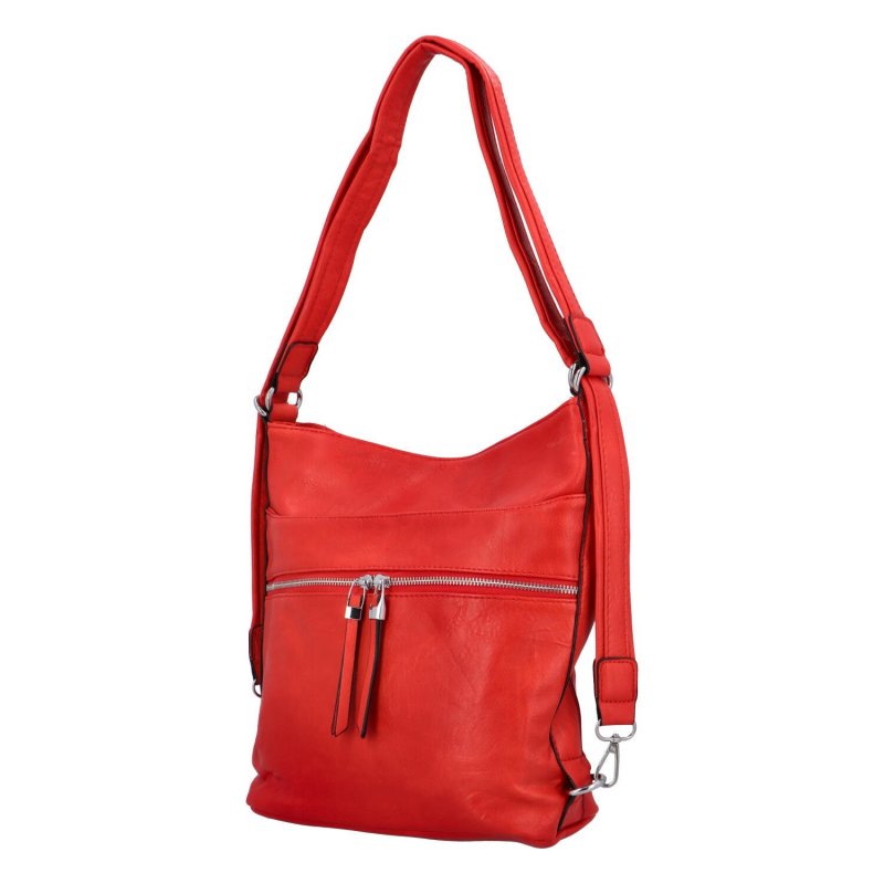 Praktický koženkový kabelko/batoh Scarlet, červená