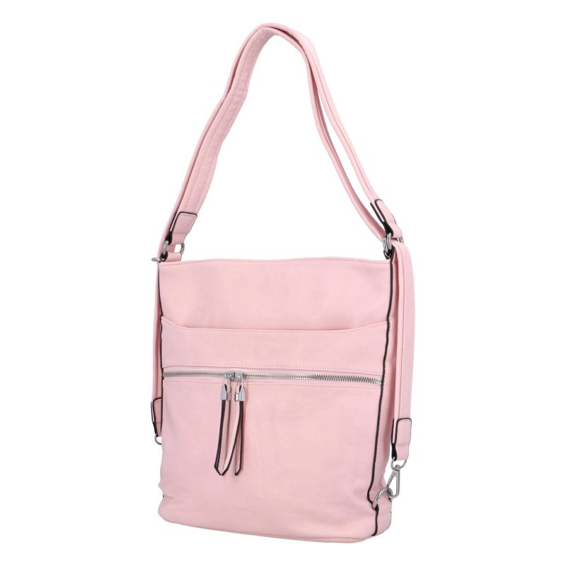 Praktický koženkový kabelko/batoh Scarlet, růžová