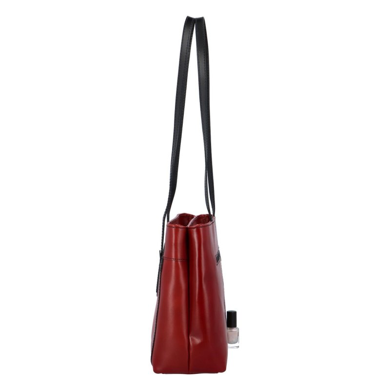Pevná kožená kombinovaná kabelka Ella, červená/černá