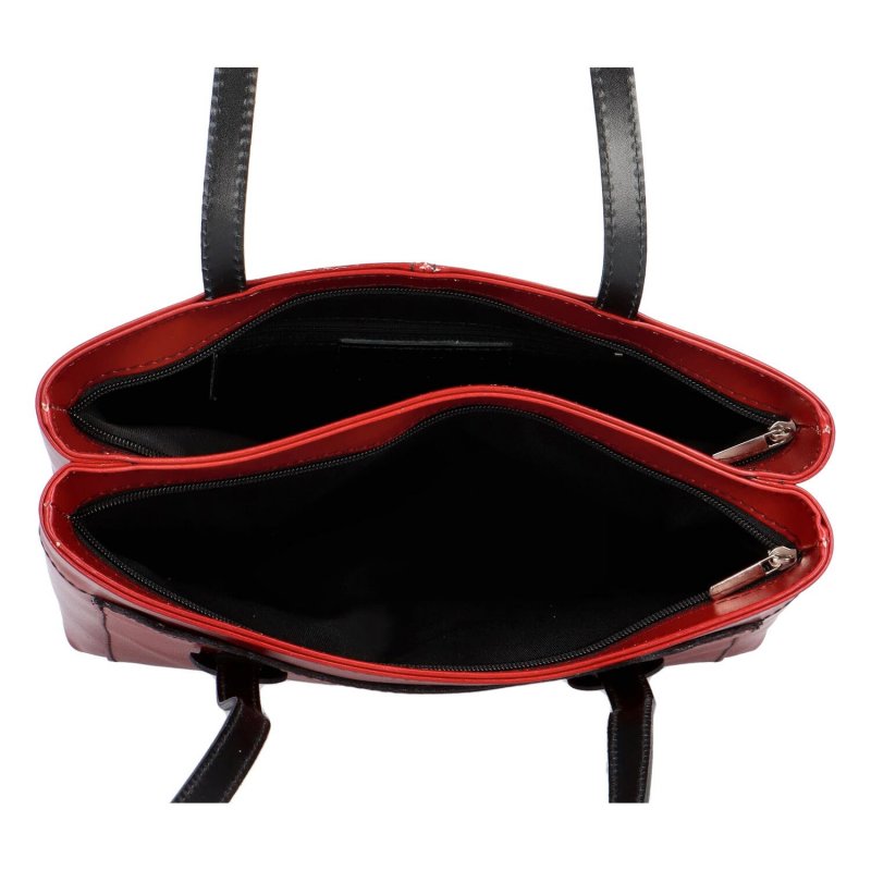Pevná kožená kombinovaná kabelka Ella, červená/černá
