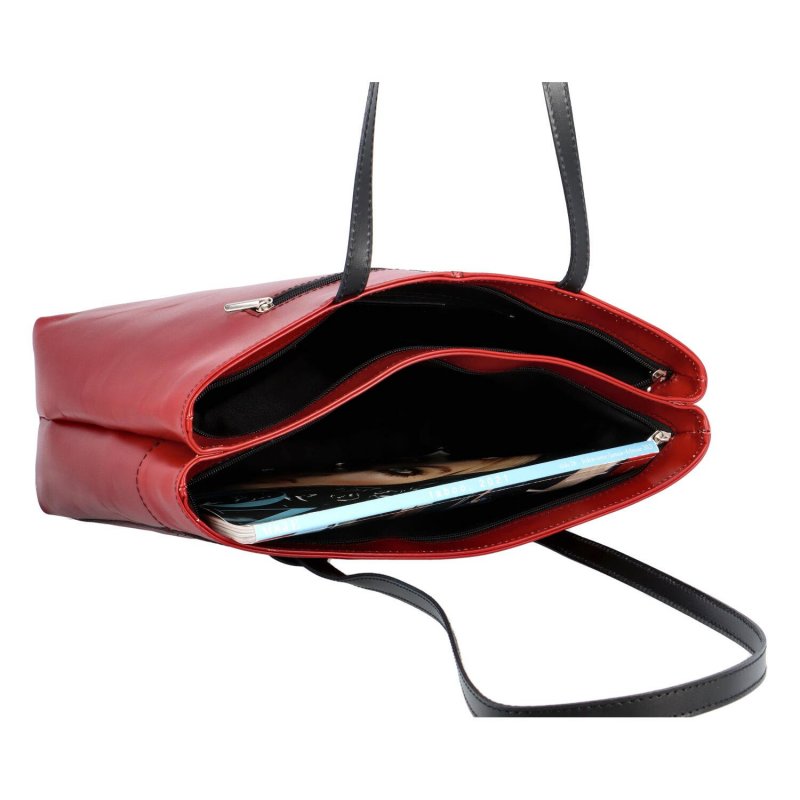 Kožená dámská kombinovaná kabelka Jonas, červená/černá