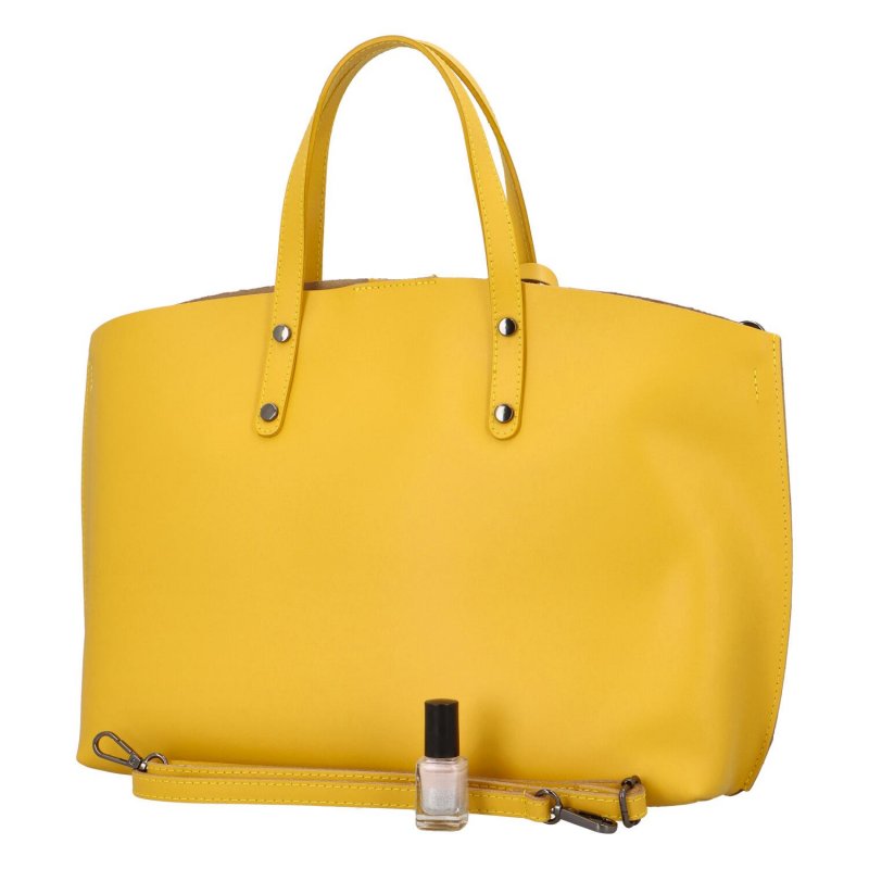 Dámská kožená kabelka do ruky Desideria světla, výrazná žlutá