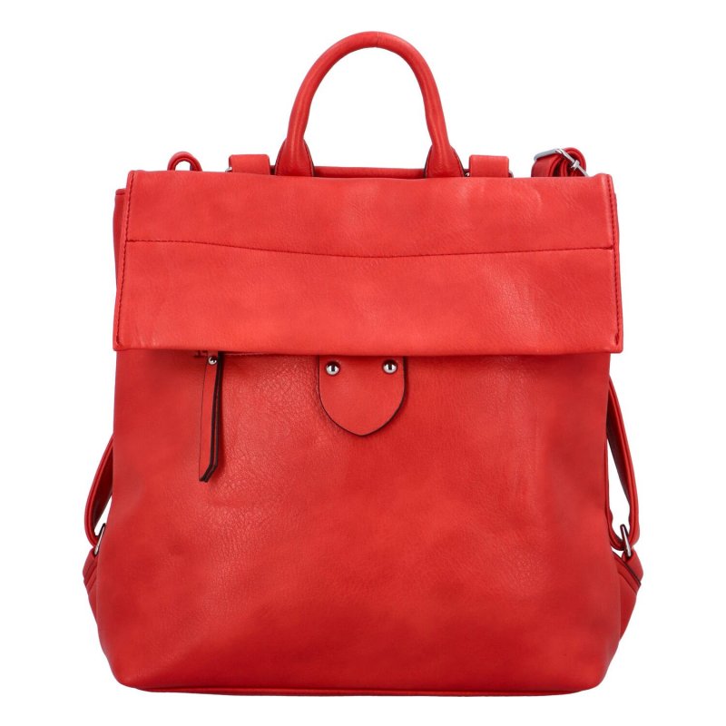 Větší pohodlný dámský koženkový batoh Madona, červená