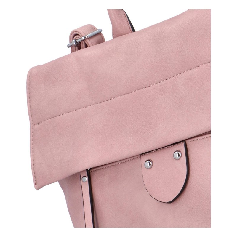 Větší pohodlný dámský koženkový batoh Madona, růžová