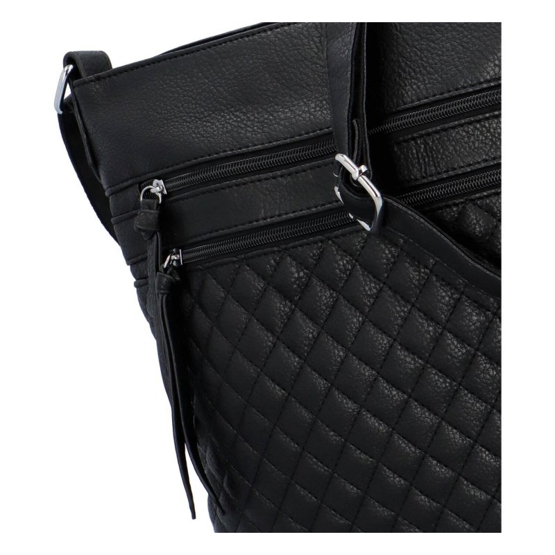 Dámská koženková crossbody taška s výrazným prošíváním Beaty ,černá
